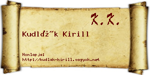 Kudlák Kirill névjegykártya